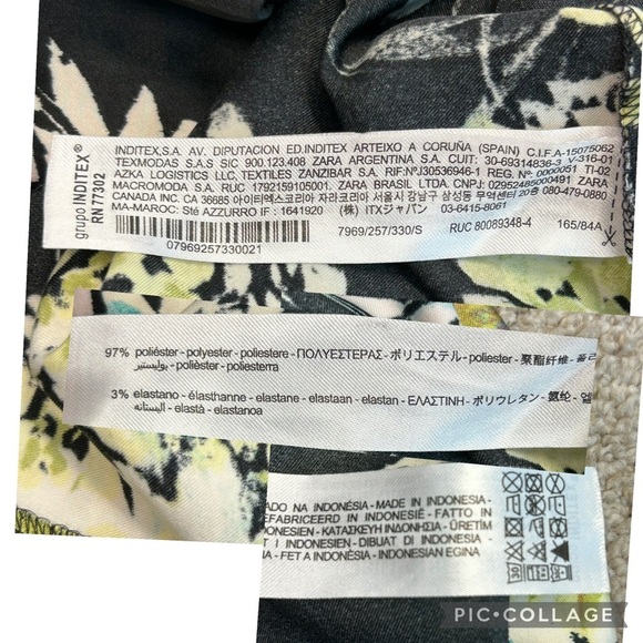 Zara Black satin floral flower print long sleeve high neck mini dress Sz S NWOT - Picture 8 of 13